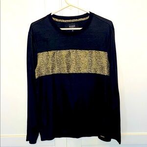 Guess Black & Gold Long Sleeve Fashion Shirt Excellent Lightly Used Condition M